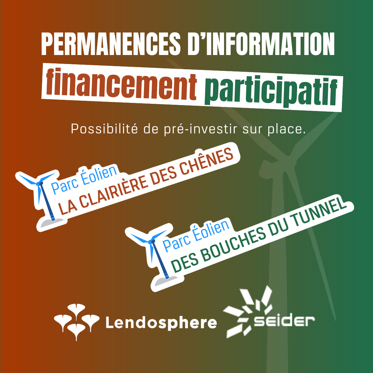 Financement participatif Lendosphere SEIDER 2026 Tendu Chasseneuil La Pérouille éolien Indre